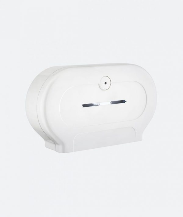 White Double Jumbo Toilet Tissue Dispenser with Universal Key - A59411SP